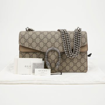 GUCCI Dionysus GG Supreme Kleine Canvas Wildleder Schultertasche Sand 158093168 [P]