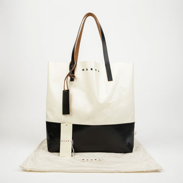 Marni Color Block North South Shopping Bag White Black 158192608 [P]