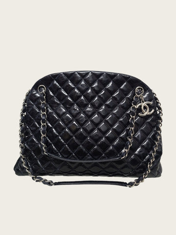 CHANEL Navy Patent Mademoiselle Bowling Chain Shoulder Bag 15th Collection 158337247 [P]