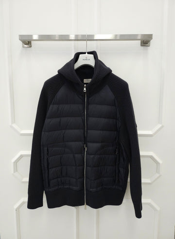 Moncler Tricot Knit Hooded Padded Jacket XXL 9B00020-M1241 Navy 158335335 [P]