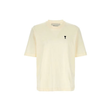 AMI Heart Logo Printed T-Shirt Cream White 158346225 [P]