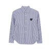 Comme Des Garcons Black Heart Patch Stripe Shirt XS 147639795 [P]