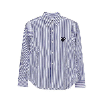 Comme Des Garcons Black Heart Patch Stripe Shirt XS 147639795 [P]