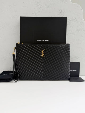 Saint Laurent Quilted Gold-tone Large Clutch Bag 440222 158360310 [P]