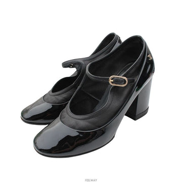 CHANEL Black Patent Mary Jane Shoes 35 1/2C 158360345 [P]