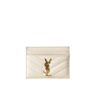 Saint Laurent Monogram Cassandra Matelassé Card Wallet Case Ivory 423291 158361038 [P]