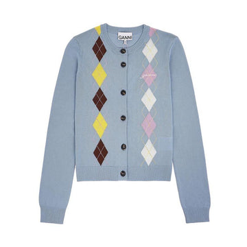 GANNI Damen Baumwolle Argyle Cardigan 158361122 [P]