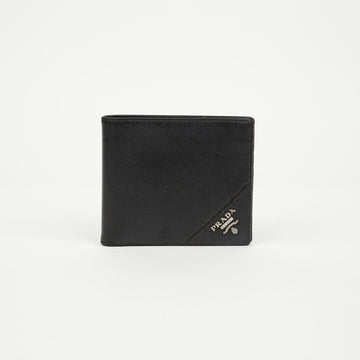 PRADA Männer Saffiano Leder Geldbörse mit Logo Silber schwarz 158190893 [P]