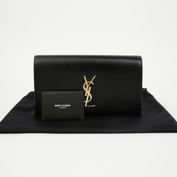 SAINT LAURENT グラン ド プードル レザー フラップ クラッチ ブラック 158196284 [P]