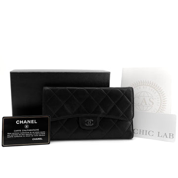 CHANEL Klassische Lammleder Geldbörse mit Silberverschluss 158362629 [P]