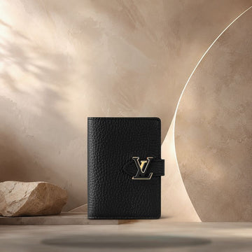 LOUIS VUITTON Vertikale Kompakte Geldbörse Schwarz / Arizona Beige M81561 158371742 [P]