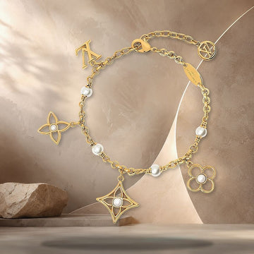 LOUIS VUITTON Pearly Flower Armband in goldfarbenem Metall M1973A 158370116 [P]