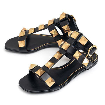 VALENTINO カーフレザー ロマン スタッズ フラット サンダル 46979756 [P]