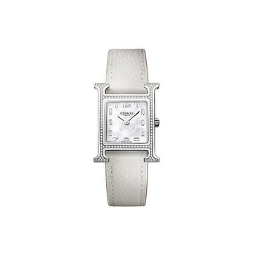 HERMES Heure H Uhr Damen Uhr kleines Modell 25mm Diamant Silber 158371564 [P]