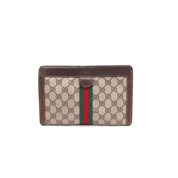GUCCI Vintage Clutch mit Lederbesatz GG-Logo kk33478453 158372685 [P]