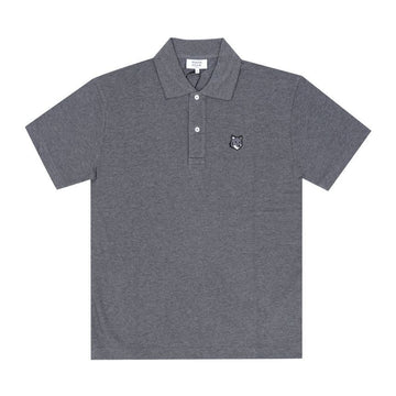 Maison Kitsune Short Sleeve Polo Men T-Shirt Gray Fox Head PM00210KP0001 H131 158374108 [P]