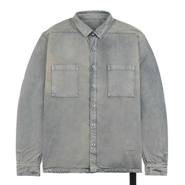 RICK OWENS DMP 38 Dunkelschatten Mineral Pearl Jumbo Denim Shirt 158375555 [P]