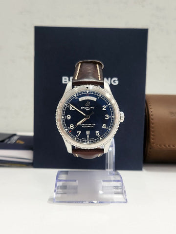 Breitling Aviator 8 Day Date Blue Dial 41MM Men's Watch A45330 158375620 [P]