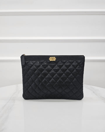CHANEL Caviar Boy Medium Clutch 27 A84406 158377963 [P]