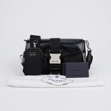 PRADA Schultertasche aus Nylon mit gebürstetem Leder Schwarz 158093294 [P]