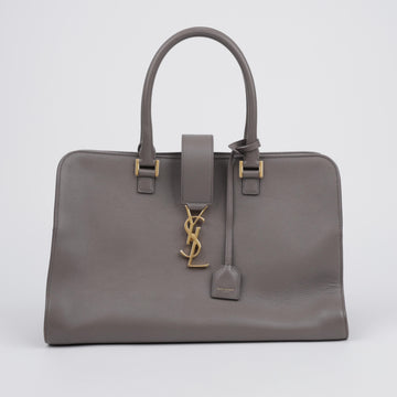 SAINT LAURENT Leder Monogramme Cabas Tote und Schultertasche Grau 158313738 [P]