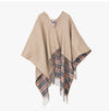 BURBERRY チェックウールリバーシブルフリンジケープ 156331081 [P]