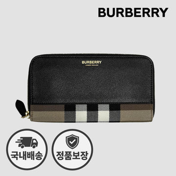 BURBERRY Reißverschluss Geldbörse 81207581 Around Canvas Schwarz 158378943 [P]