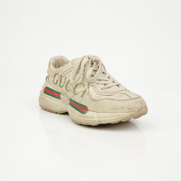 Gucci Lighton Logo Leather Women's Sneakers Ivory 158314497 [P]