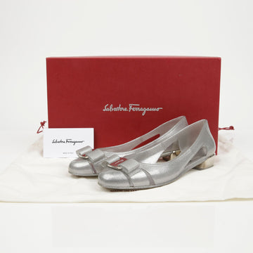 SALVATORE FERRAGAMO Bara Bow Jelly Ballettflats Silber 158335076 [P]