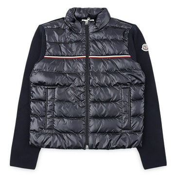 MONCLER Strickmischung mit Logo-Patch und Jacke für Kinder (Marineblau) 9B00001 M1367 742 12,14A (Erwachsenen geeignet) 154680970 [P]