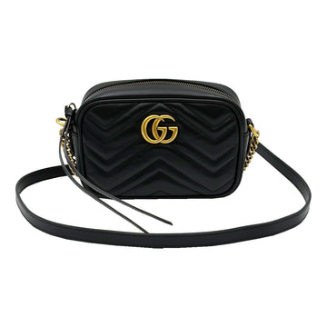 GUCCI Schwarze Matelassé GG Marmont Mini Kamera Crossbody Tasche 448065 158399738 [P]