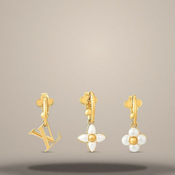 Louis Vuitton Floral Earring ~0.4 inch / 1cm M5550L 158401218 [P]