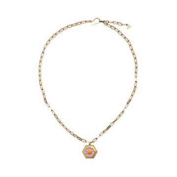 Wilhelmina Garcia Gold Pink Daisy Necklace 152739546 [P]