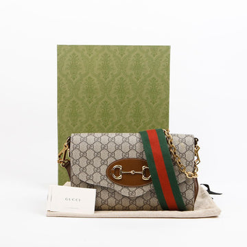GUCCI ホースビット 1955 スモール チェーン ショルダーバッグ ブラウン 158314983 [P]