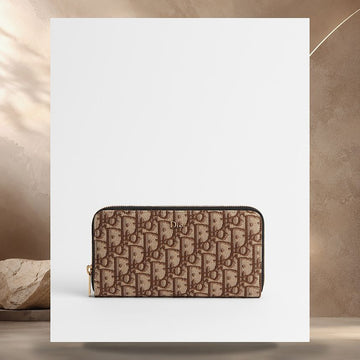 Louis Vuitton Zip Around Wallet Brown Dior Oblique Jacquard 158405179 [P]