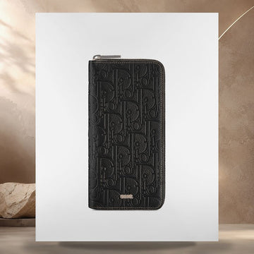 LOUIS VUITTON Reißverschluss Geldbörse Schwarz Dior Gravity Leder 158405184 [P]