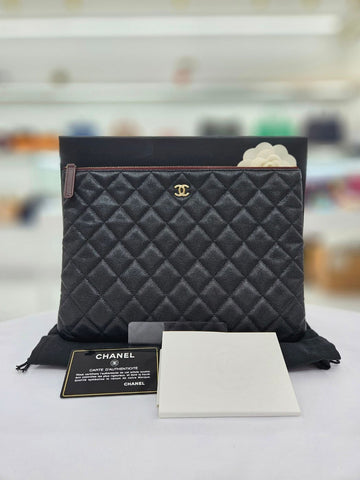 CHANEL Caviar Medium Gold Clutch Bag 29 Series A82545 158405426 [P]