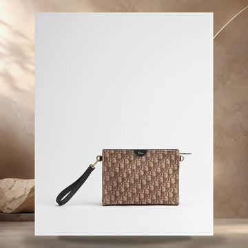 Dior A5 Triangle Pouch Brown Oblik Jacquard 158406200 [P]