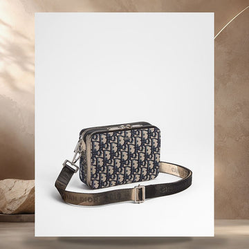 DIOR Gurt-Reißverschlusstasche Beige & Schwarz mit Jacquard 158406231 [P]