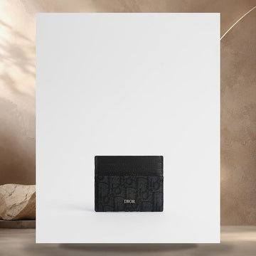 Dior Card Holder Black Oblique Jacquard & Black Grain Calfskin 2ESCH135YSE_H03E 158406279 [P]