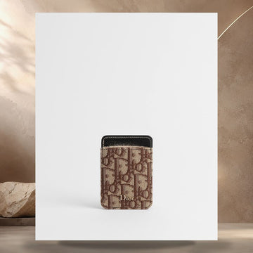 Dior Magnetic Card Wallet Brown Oblique Jacquard & Black Smooth Calfskin 2ESCH203YYE_H45E 158406298 [P]