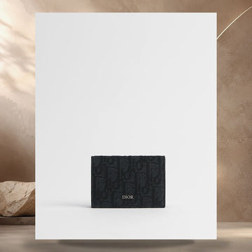 Dior Business Card Holder Black Oblique Jacquard 158406306 [P]