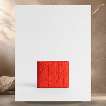 DIOR Bifold Geldbörse Orange Gravität Glattes Leder 158406793 [P]