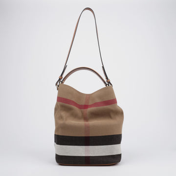 Burberry Ashby Hobo Medium House Check Fabric Tote Shoulder Bag 158195008 [P]