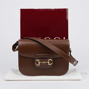 GUCCI Pferdebit Shoulder Bag Leder Braun 158195928 [P]