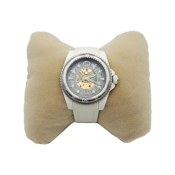 GUCCI Weißer Taucher-Uhren mit Gummiband Automatikuhr für Herren 133117047 [P]