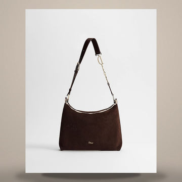 Louis Vuitton Dior Diorly Bag Medium Chocolate Brown Suede Calfskin 158408818 [P]