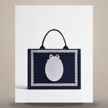 Louis Vuitton Book Tote Strap Bag Medium Blue Embroidery, White Lace, Medallion (14.2 x 10.8 x 6.5 in) 158408936 [P]