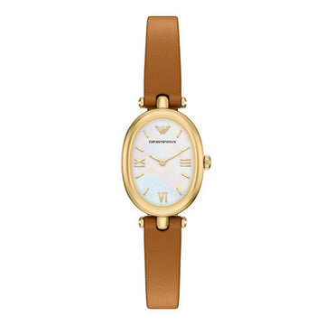 ARMANI Damenlederuhr mit Perlmutt Zifferblatt 154121032 [P]