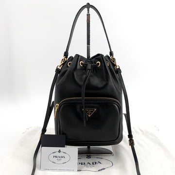 PRADA Leder Eimer Tasche mit Dreieckslogo Crossbody 1BH038 158409144 [P]